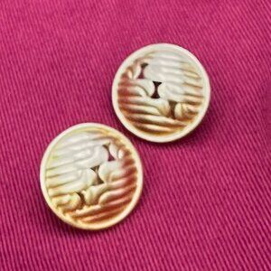 VTG Monet Matte Gold-Tone Round Clip-On Earrings